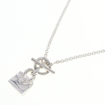 HERMES Necklace Amulet Birkin Pendant SV Sterling Silver 925 Choker Bag Motif Chain Women's