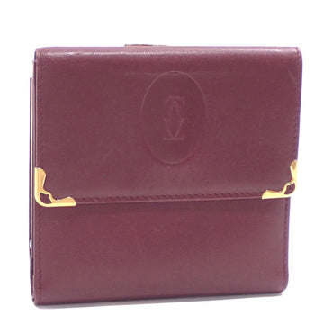 CARTIER Bi-fold Wallet Must Line Women's Bordeaux Leather A2231185