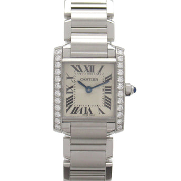 CARTIER Tank Franaise SM Diamond Bezel Wrist Watch W4TA0008 Quartz Beige Stainless Steel diamond W4TA0008