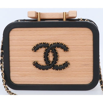 CHANEL 2022 Cruise Collection Wood Vanity Chain Shoulder Bag Natural Women's