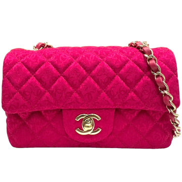 CHANEL Matelasse 20 Chain Shoulder Coco Mark A69900 Random Number Metal Plate Pink Jersey 22SS Bag Women's