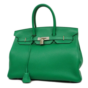 HERMES Handbag Birkin Verso 35 A Stamp Taurillon Clemence Vert Vertigo Fonce Ladies