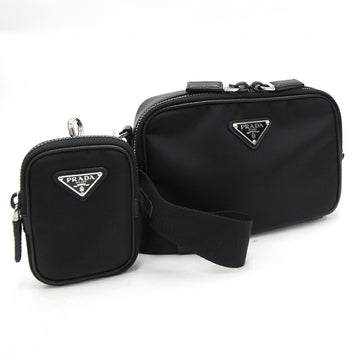 PRADA Shoulder Bag 2VH070 Black Nylon Leather Triangle Men's
