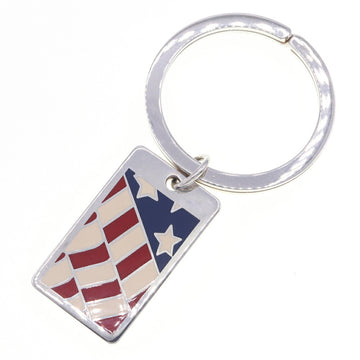 TIFFANY Key Ring SV Sterling Silver 925 American Flag Stars and Stripes &CO
