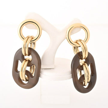 HERMES Earrings Eurydice PM Buffalo Horn Metal Brown Gold S-155283