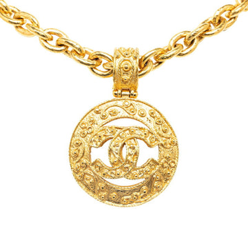 CHANEL Coco Mark Chain Necklace Gold Plated Women's