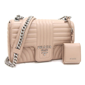 PRADA Shoulder Bag Diagram 1BD108 Pink Beige Leather Chain Quilted Ladies