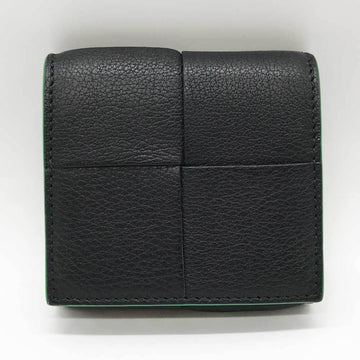 BOTTEGA VENETA Folding Coin Purse Maxi Intre Cassette Leather Black Wallet/Coin Case