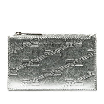 BALENCIAGA Card Case Business Holder 717784 Silver Leather Men's