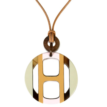 HERMES H Equipe Necklace Buffalo Horn Leather Ladies