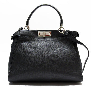 FENDI handbag shoulder bag peekaboo leather grey silver ladies w0364a