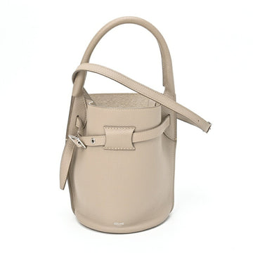 CELINE Big Bag Bucket Nano 18724 Handbag Kataoshi Leather Greige E-155194