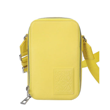 LOEWE Satin Calf Vertical Crossbody Pocket Shoulder Bag Yellow Women's