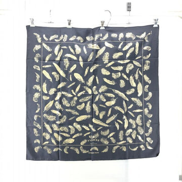 HERMES Carre PLUMES Feather Scarf Black x Gold