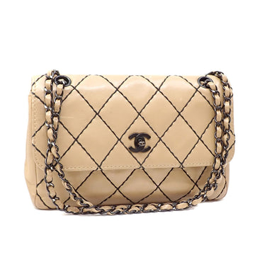 CHANEL Chain Shoulder Bag for Women, Beige Leather, Coco Mark, A2230307