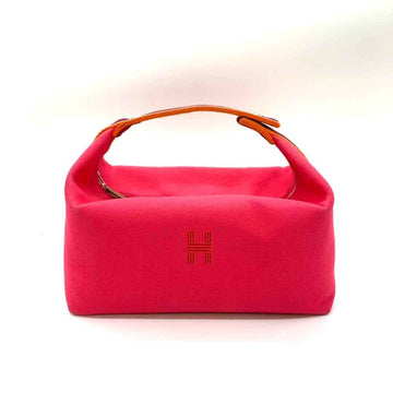 HERMES Bag Brid A Black GM Hibiscus Pink Multicolor Handbag Pouch H Embroidery Stripe Ladies Canvas