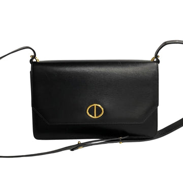 CHRISTIAN DIOR Hardware Calf Leather 2way Handbag Shoulder Bag Pochette Black 17492