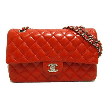 CHANEL MatelasseW Flap Chain Shoulder Bag Red Lambskin [sheep leather] A01112