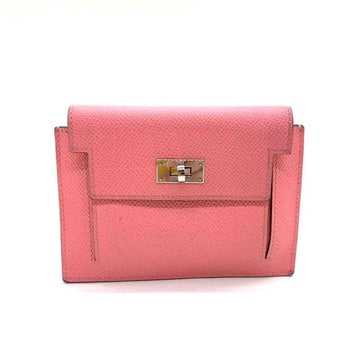 HERMES Wallet Kelly Pocket Compact Pink Wallet/Coin Case Coin Purse Women's Epsom Leather