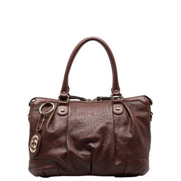 GUCCI Diamante Sukey Handbag 247902 Brown Canvas Leather Women's