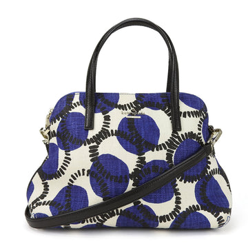 KATE SPADE handbag canvas leather blue white black 2way shoulder bag ladies