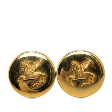 HERMES Pegasus Earrings Gold Plated Women's