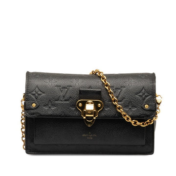 LOUIS VUITTON Monogram Empreinte Portefeuille Vavin Chain Shoulder Wallet M67839 Noir Black Calf Leather Women's