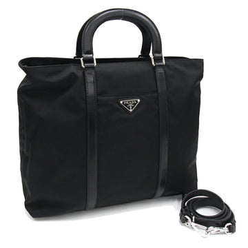 PRADA Handbag B1057M Black Nylon Leather Shoulder Bag Triangle Tote Ladies Men
