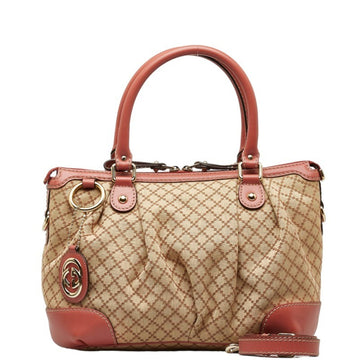 GUCCI Diamante Sukey Handbag Shoulder Bag 247902 Beige Pink Canvas Leather Women's
