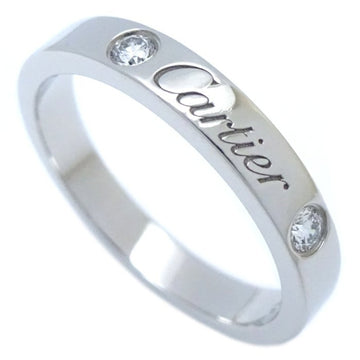 CARTIER Engraved Ring 2P Diamond #52 C de Wedding B4077800 Pt950 Platinum 291680