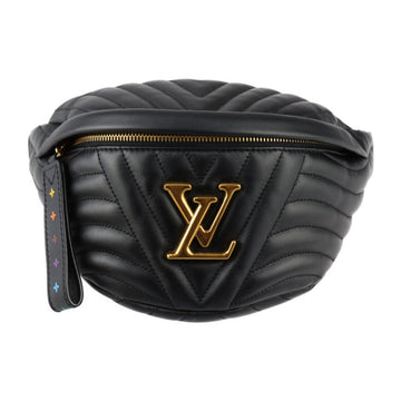 LOUIS VUITTON New Wave Bum Bag Waist M53750 Smooth Calf Leather Black Body Quilted