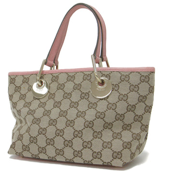 GUCCI Bag GG Canvas Eclipse Pink Beige Gold Leather Handbag 120844 Women's K4068