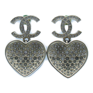 CHANEL Pierced earrings Pierced earrings Black Silver plating/rhinestone Black Silver