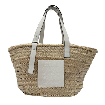 LOEWE Handbag Medium Basket Straw/Leather White x Natural Ladies