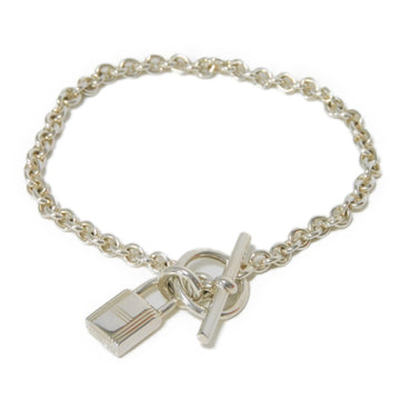HERMES Bracelet Amulet Cadena Chain T-Bar Padlock Ag925 Silver Men's Women's