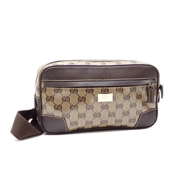 GUCCI Body Bag GG Crystal Men's Beige Brown PVC Leather 336672 Waist Pouch