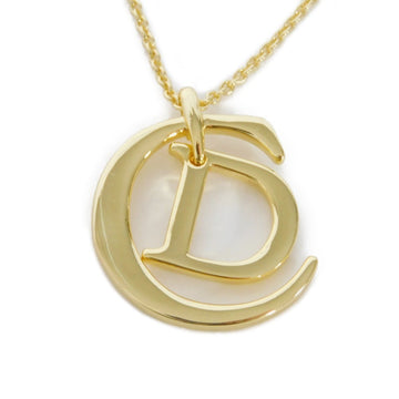 CHRISTIAN DIOR Dior Necklace CD Pendant Top Azuki Chain GP Plated Gold Men Women
