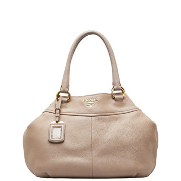 PRADA Handbag BN1777 Beige Gold Leather Women's