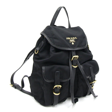 PRADA Backpack BZ677 Black Nylon Leather Rucksack Knapsack Ladies