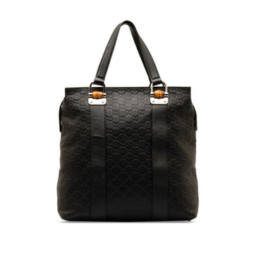 GUCCIssima Bamboo Tote Bag Handbag 355773 Black Leather Women's