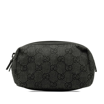 GUCCI GG Canvas Pouch 29596 Black Leather Women's