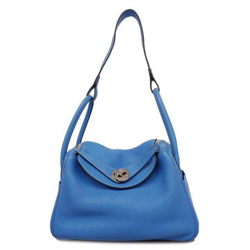 HERMES Handbag Lindy 26 Taurillon Clemence Blue Paradise Ladies