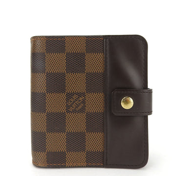 LOUIS VUITTON Bi-fold Wallet Compact Zip N61668 Damier Canvas Brown Women's