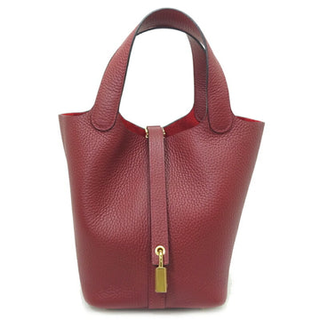 HERMES Picotin Lock PM U Stamp Women's Handbag Taurillon Rouge Grenat [Red]