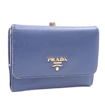 PRADA Tri-fold Wallet for Women, Brietta Blue, Saffiano Leather, 1M1392