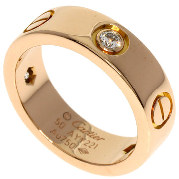 CARTIER Love Ring 3P Half Diamond #50 K18 Pink Gold Women's