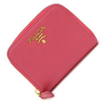 PRADA Coin Case 1MM268 Pink Leather Wallet Round Ladies