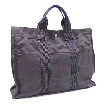 HERMES Air Line Tote MM Bag Grey Canvas  Women's Men's Unisex Handbag