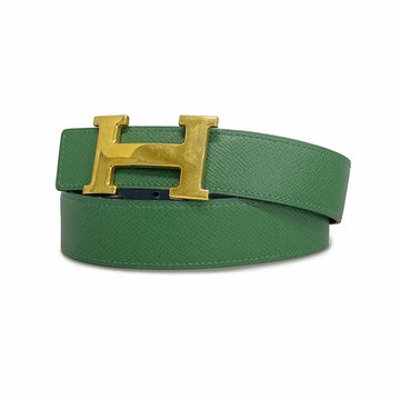 HERMES Belt Constance 〇Y Engraved Couchevel Green Navy Ladies