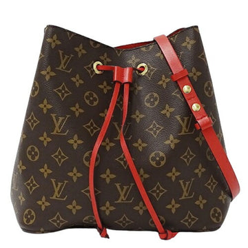 LOUIS VUITTON Bag Monogram Women's Shoulder 2way Neo Noe Coquelicot M44021 Brown Red Bucket